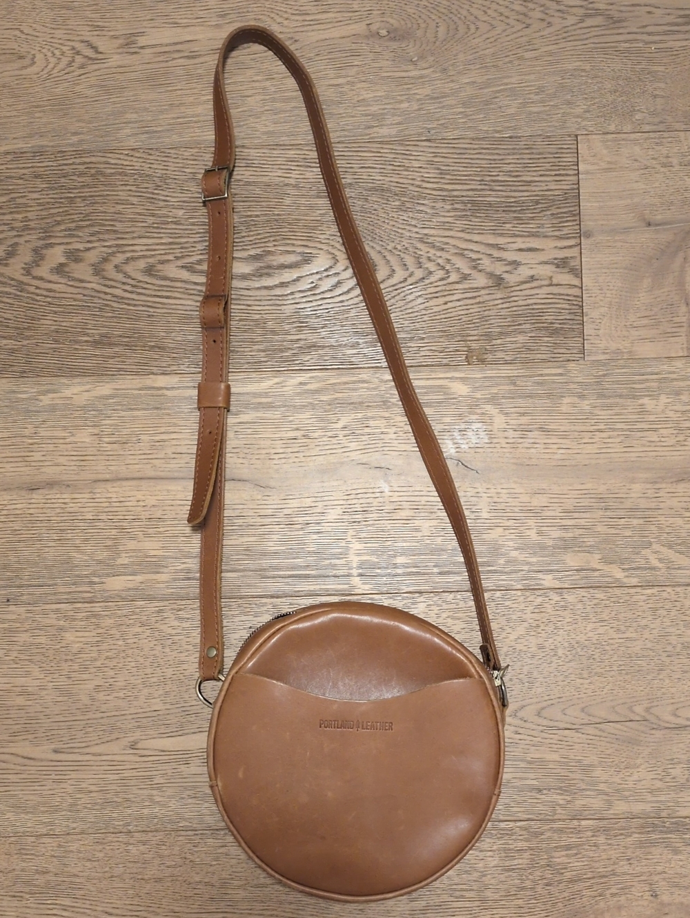 Portland leather Lola Round Brown Crossbody Bag